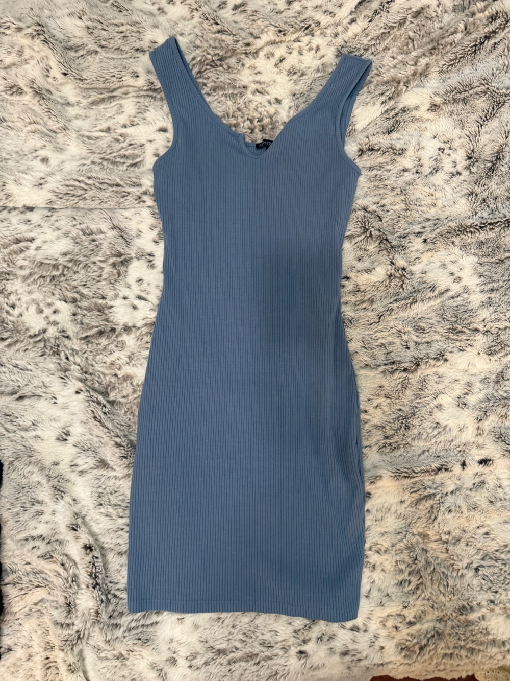 Fashion Nova Ribbed Blue Bodycon Dress